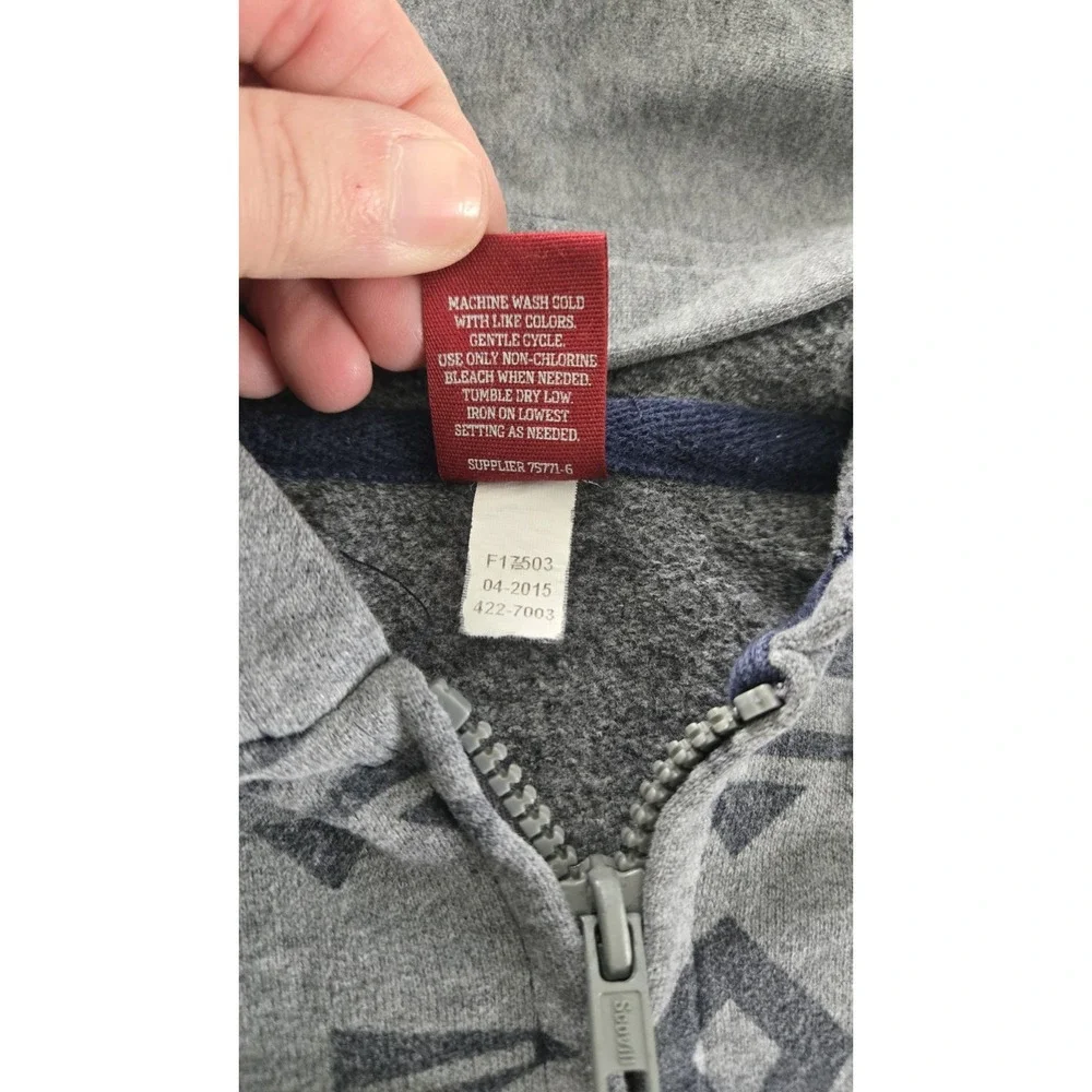 Arizona Jeans Boys Hoodie Size 8 Gray Aztec Zip Up Jacket Southwestern